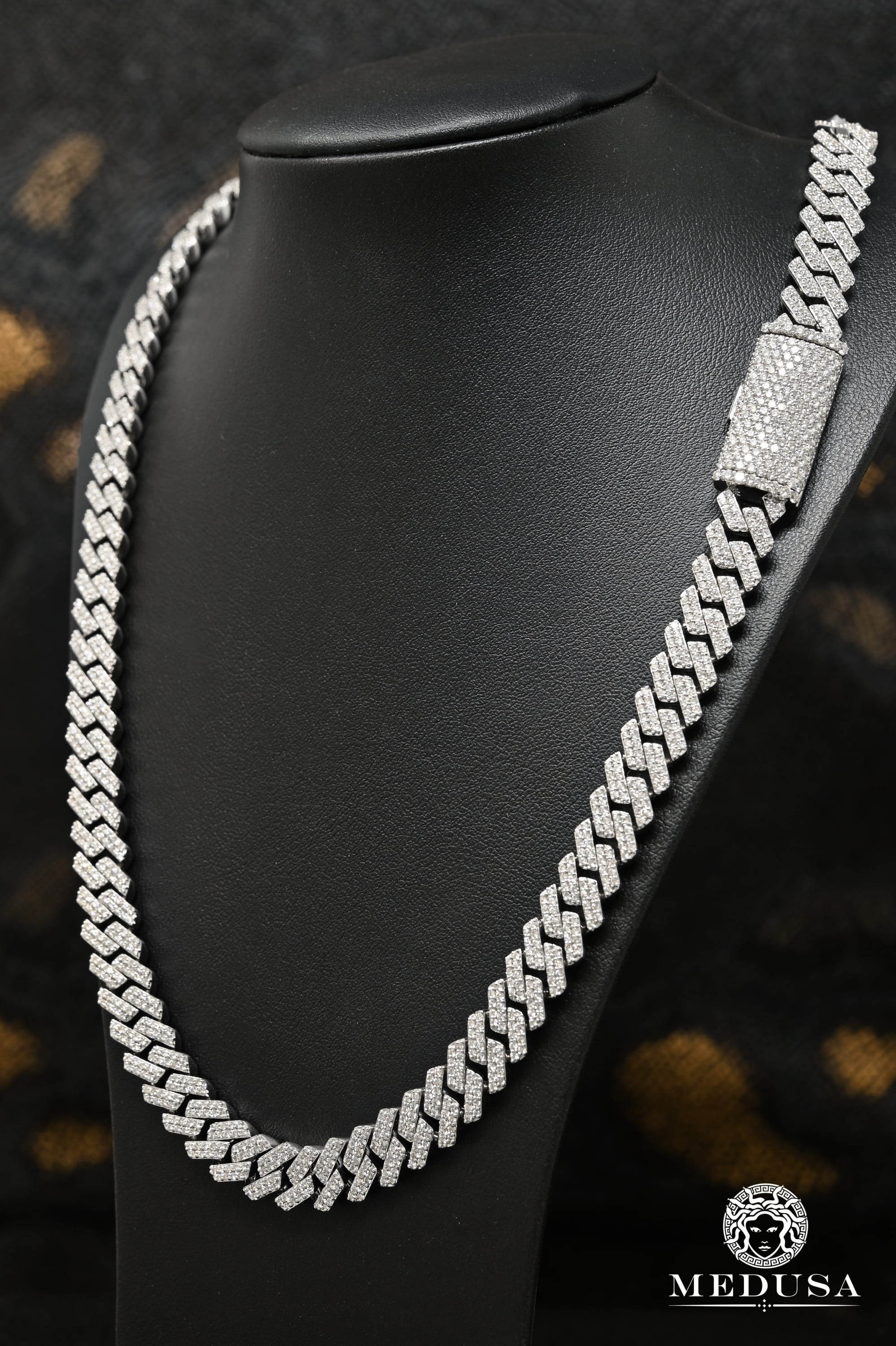 10mm Cuban Prong Diamond White Gold