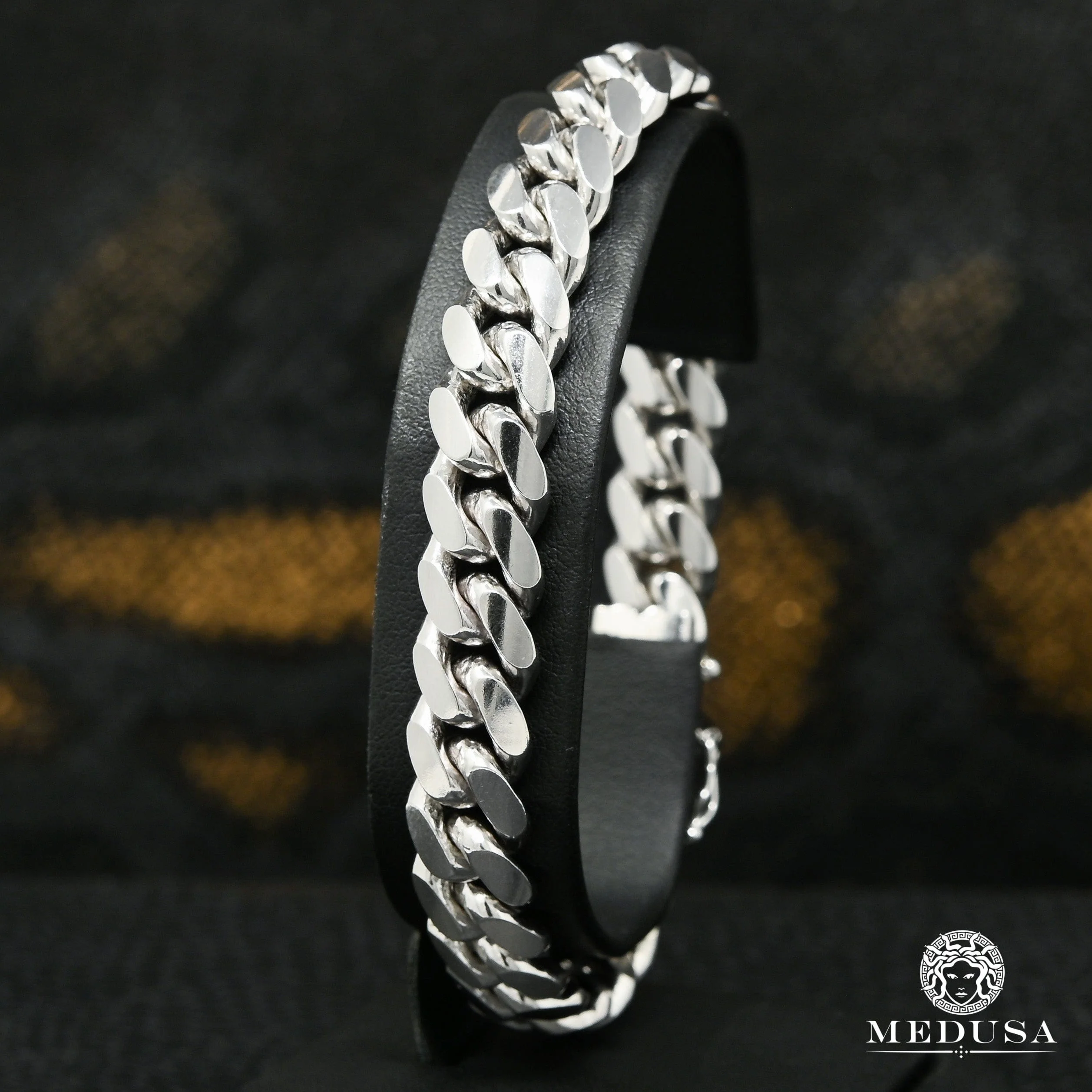 11mm Solid Cuban Bracelet White Gold