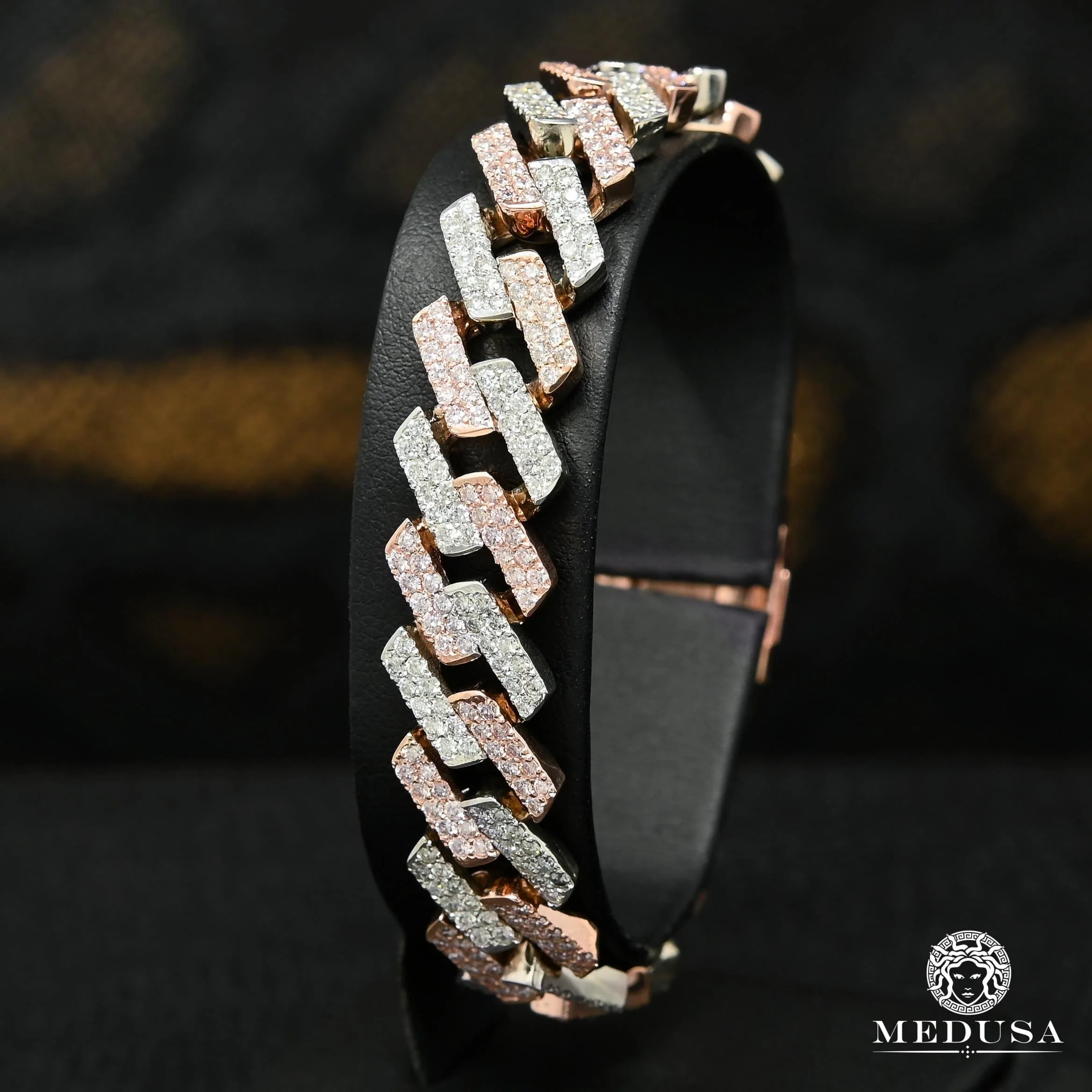13mm Cuban Prong Bracelet Gold 2 Tones