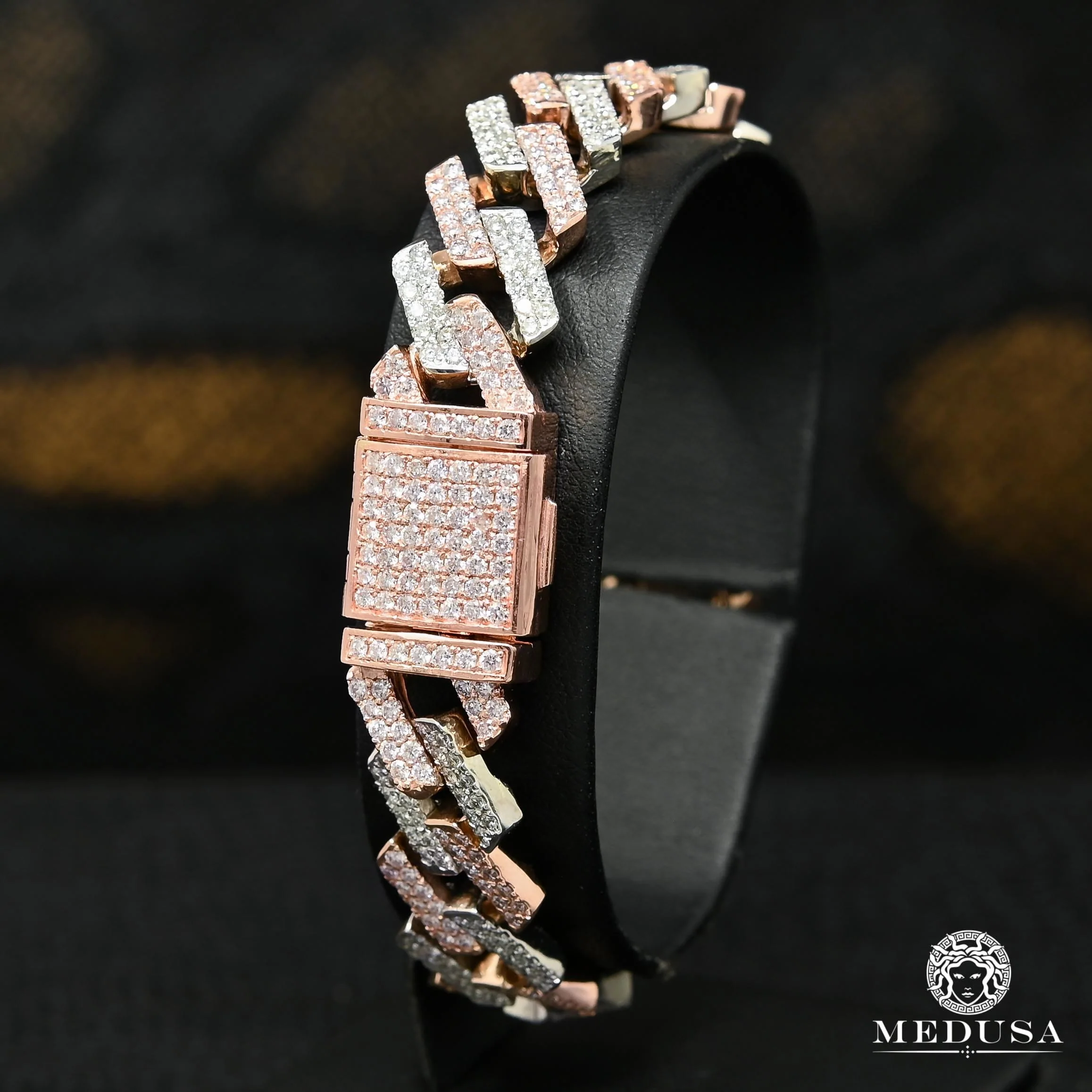 13mm Cuban Prong Bracelet Gold 2 Tones - Image 2