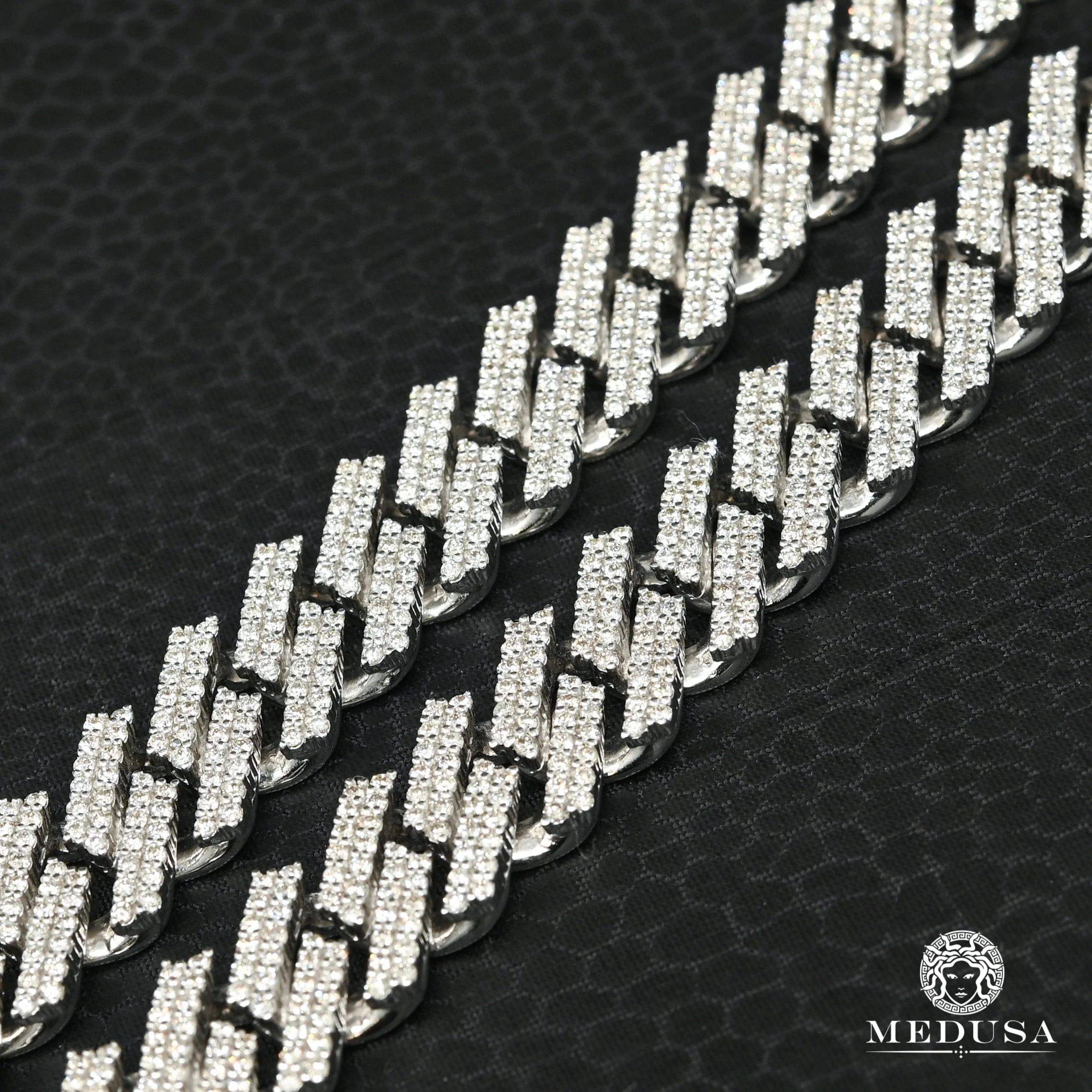 13mm Cuban Prong Diamond White Gold - Image 2
