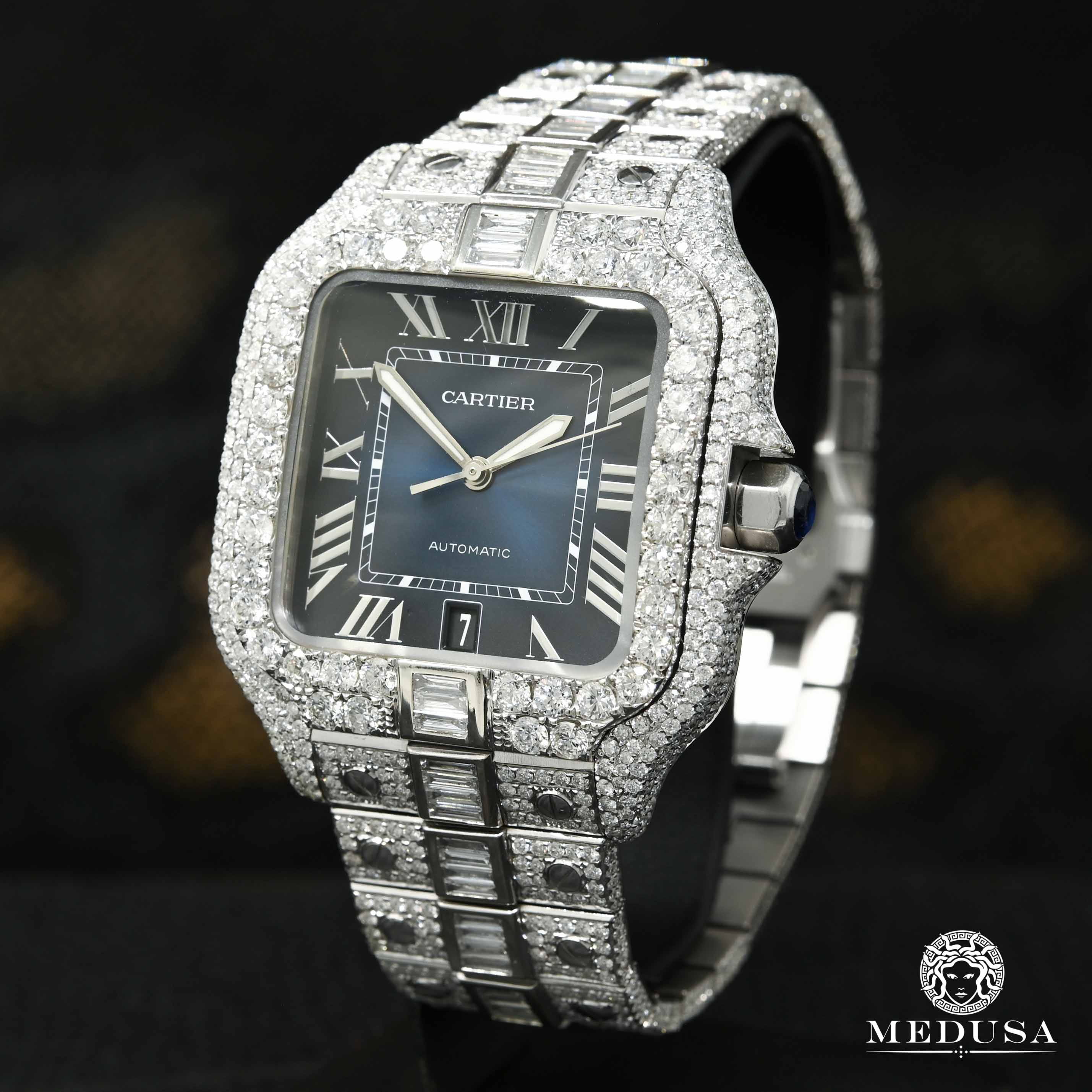 40mm Cartier Santos 100 XL - Blue Baguette Full Iced