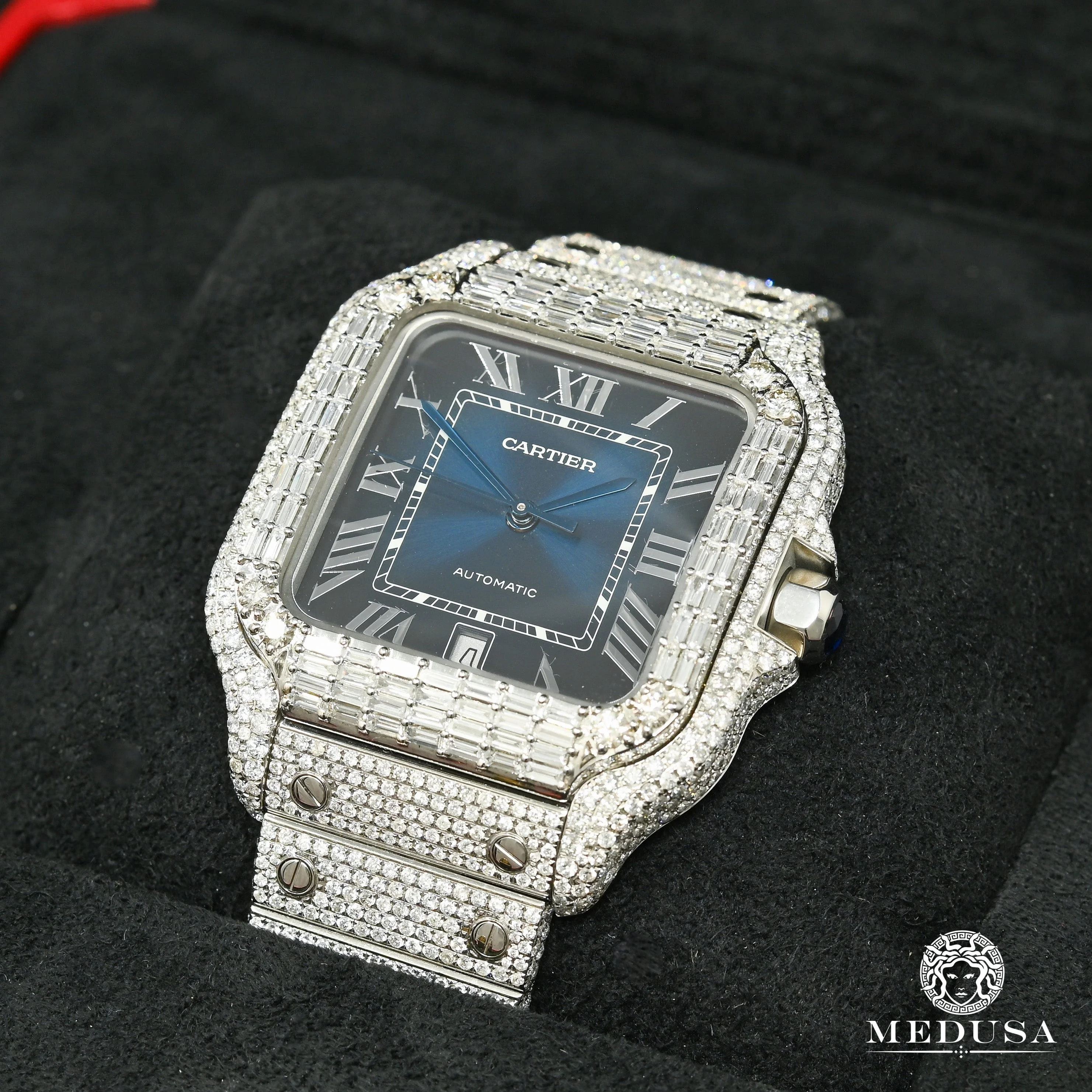 40mm Cartier Santos 100 XL - Blue Emerald Full Iced - Image 2