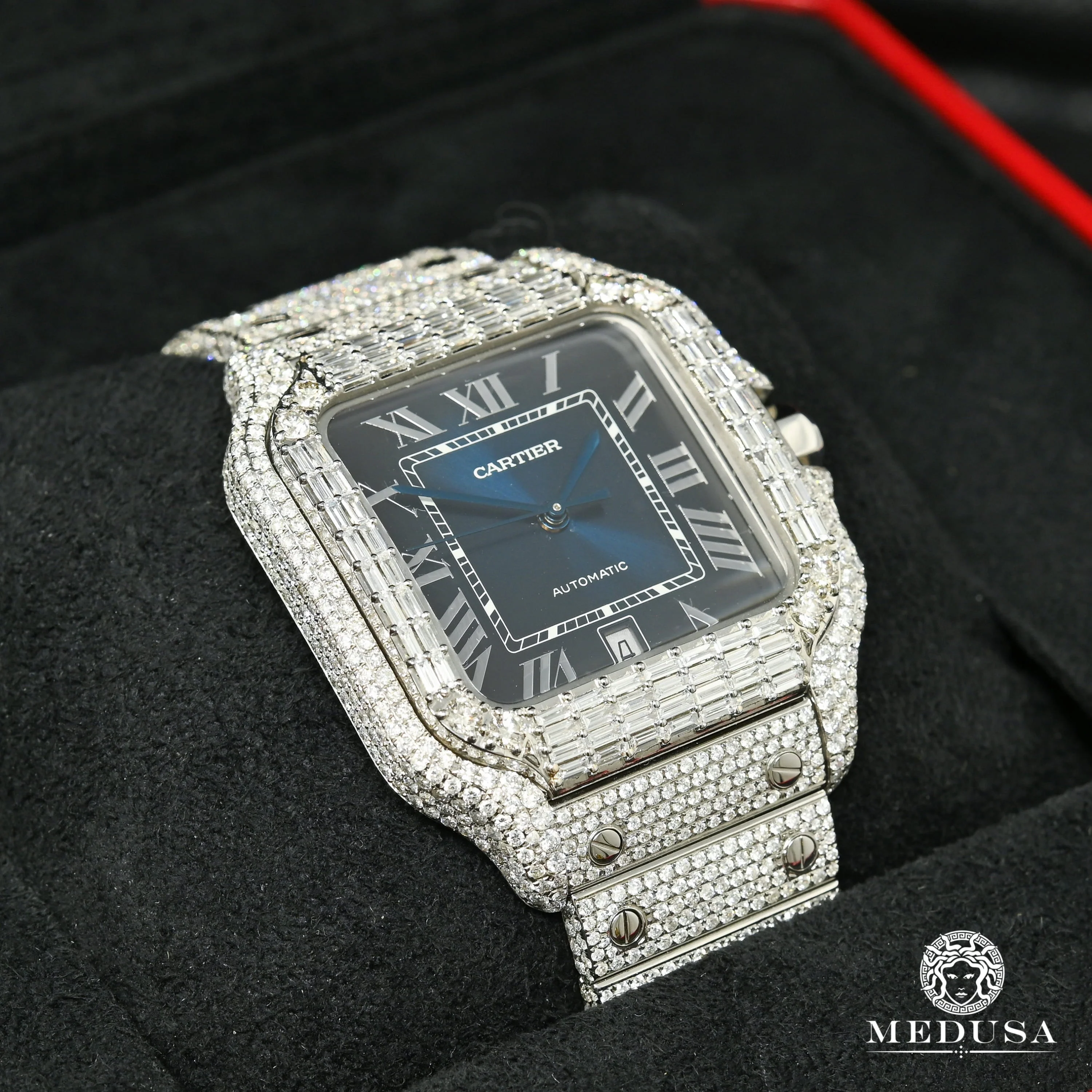 40mm Cartier Santos 100 XL - Blue Emerald Full Iced - Image 3