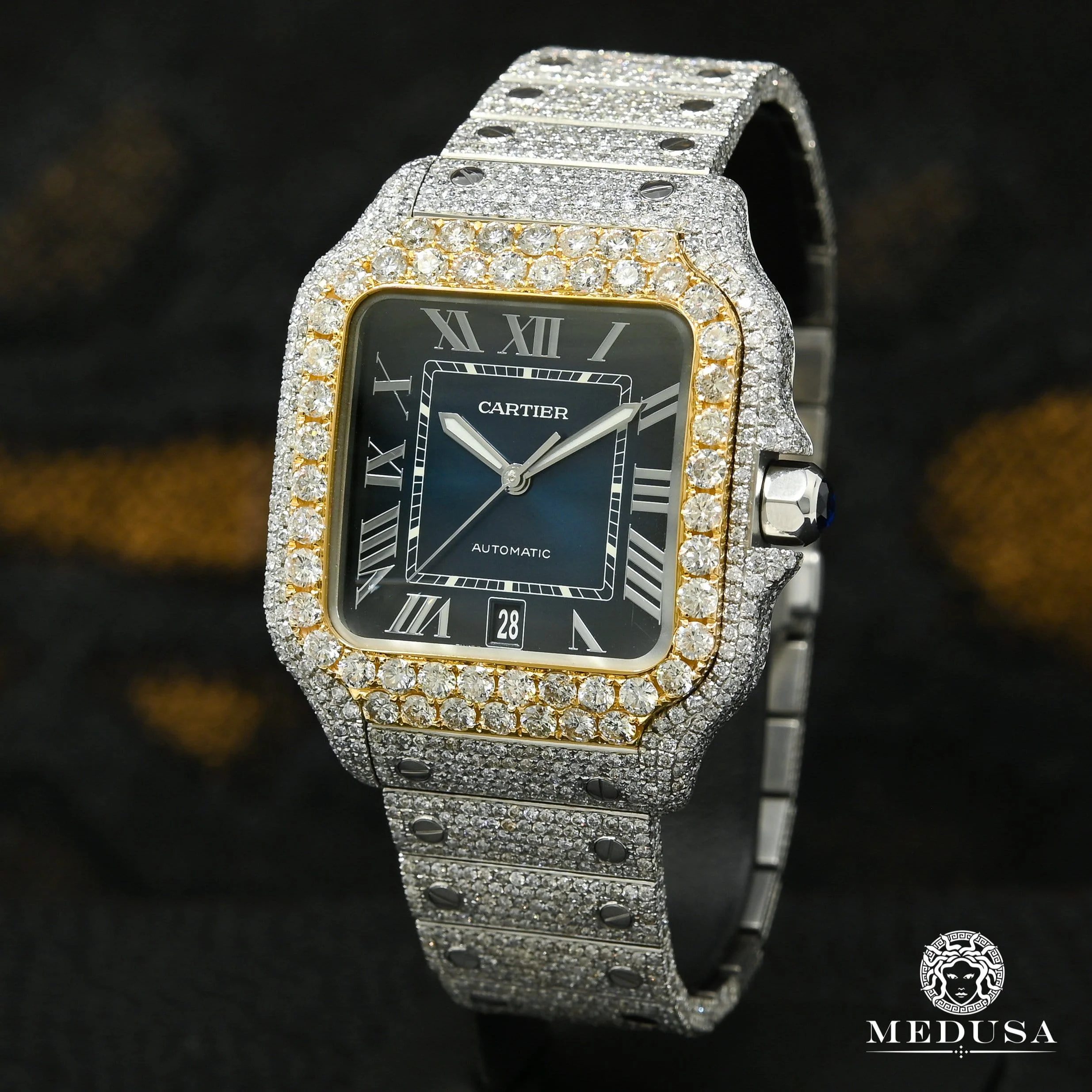 40mm Cartier Santos 100 XL - Blue Full Iced