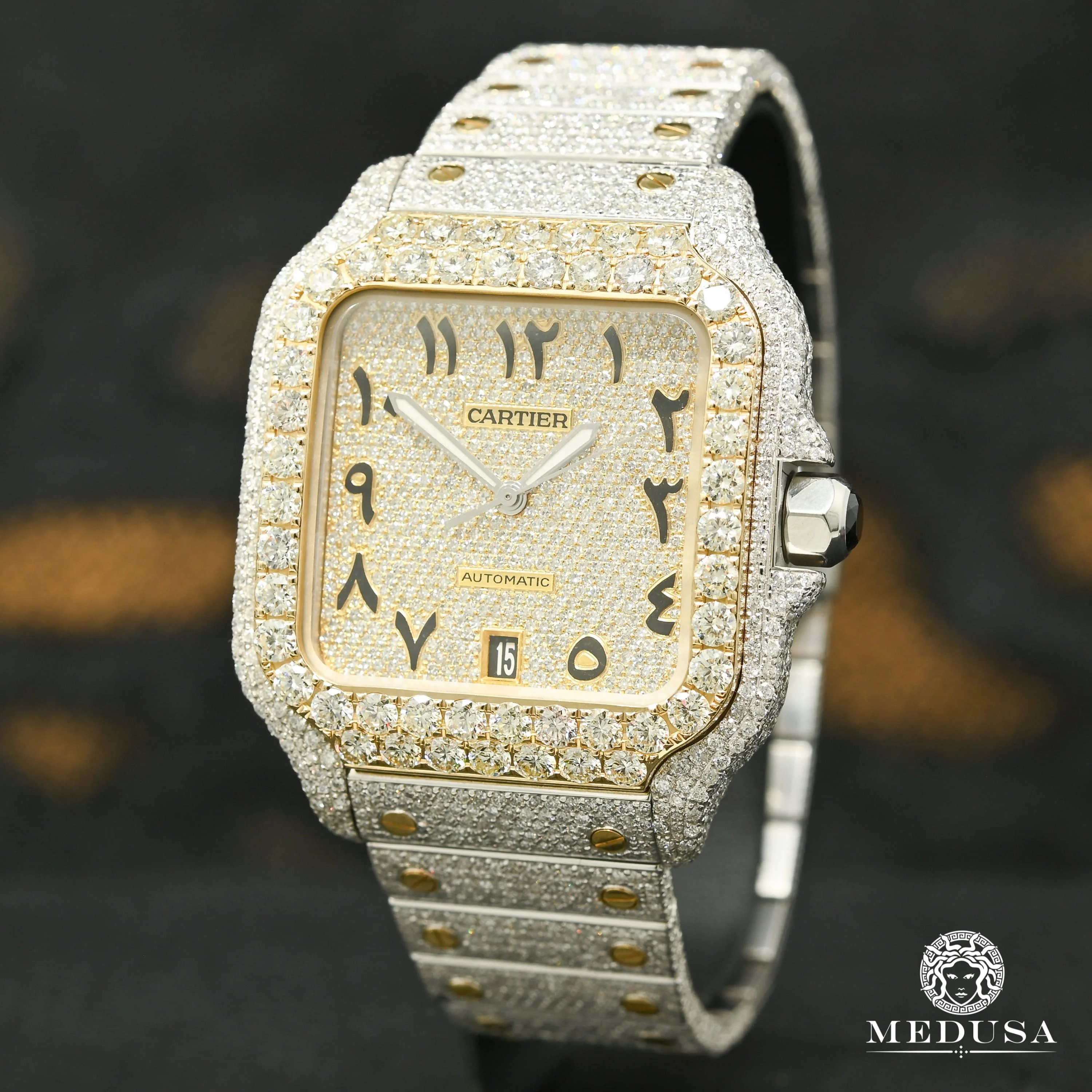 40mm Cartier Santos 100 XL - Full Arabic Dial Iced