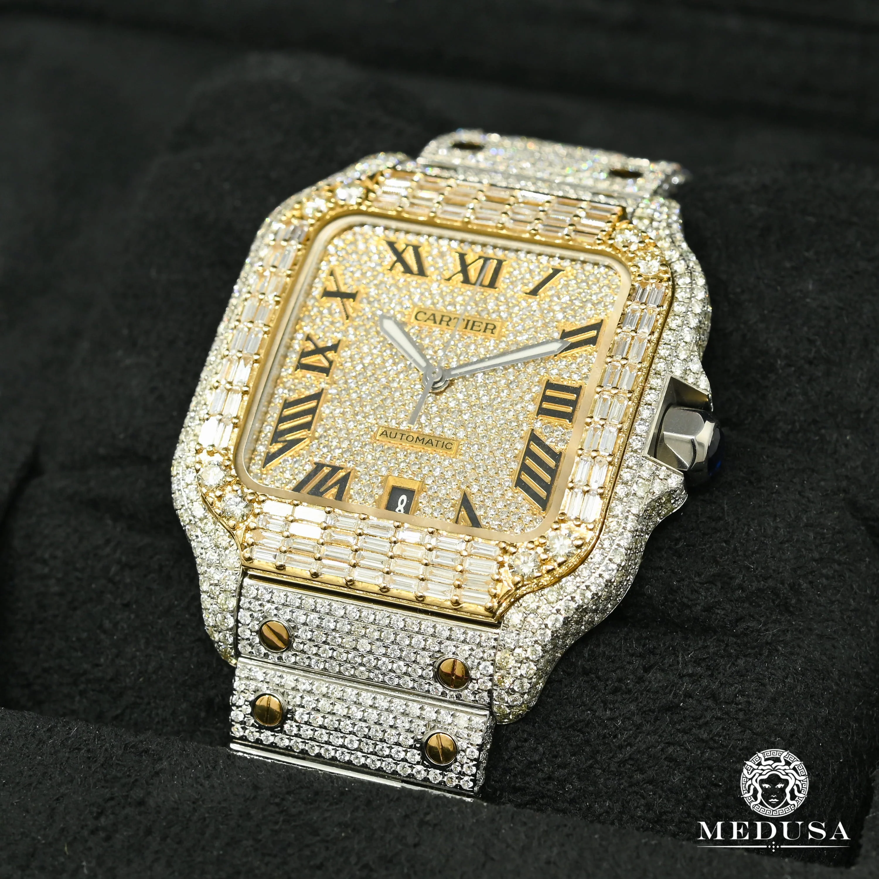 40mm Cartier Santos 100 XL - Full Iced Emerald Cut - Image 3