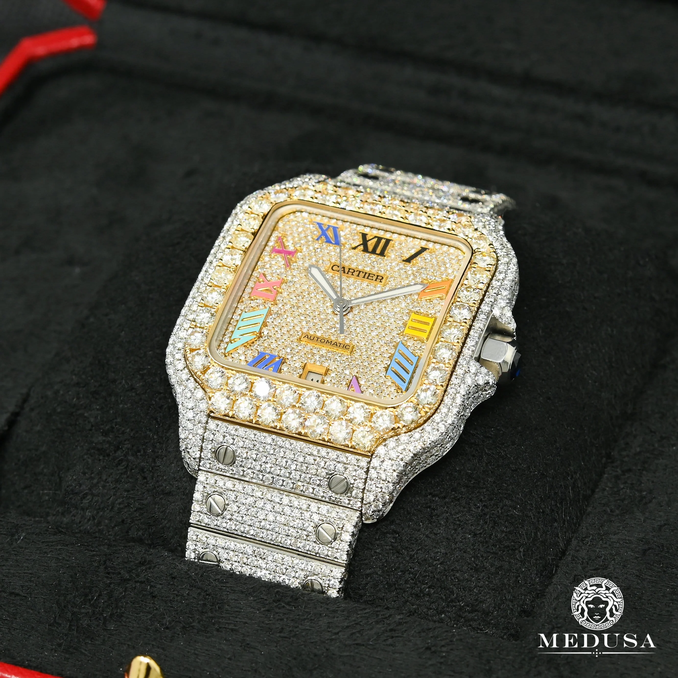 40mm Cartier Santos 100 XL - Full Iced Rainbow - Image 2