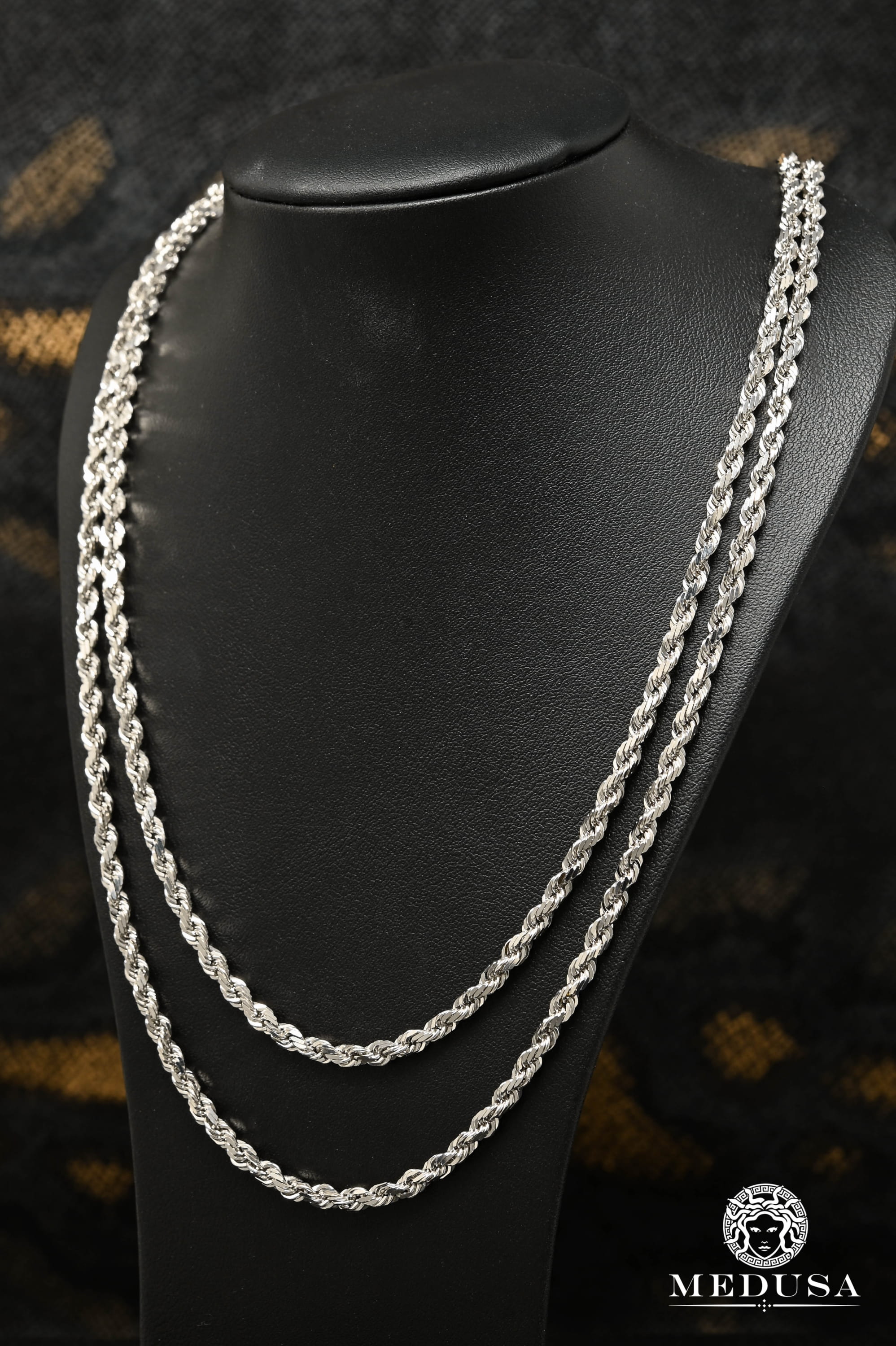 4mm Rope Solid White Gold 