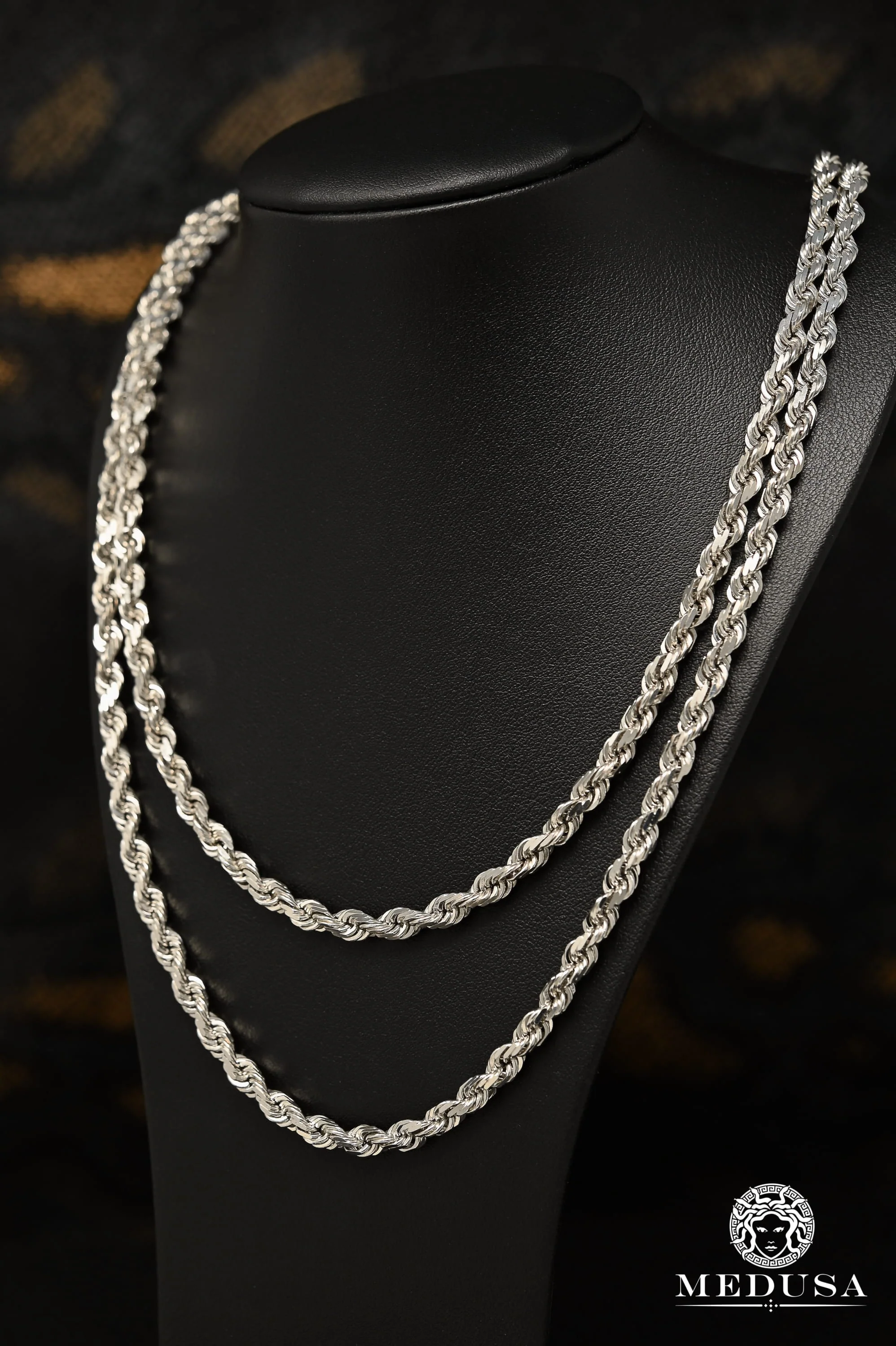 5mm Rope Solid White Gold 