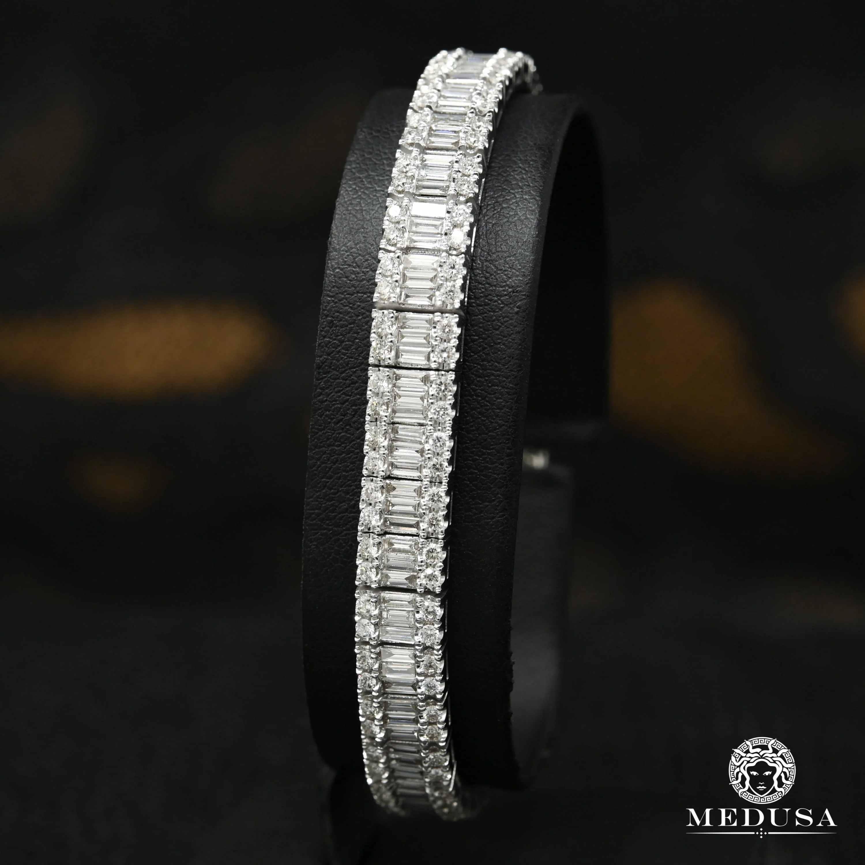6.5mm Baguette Tennis Bracelet White Gold
