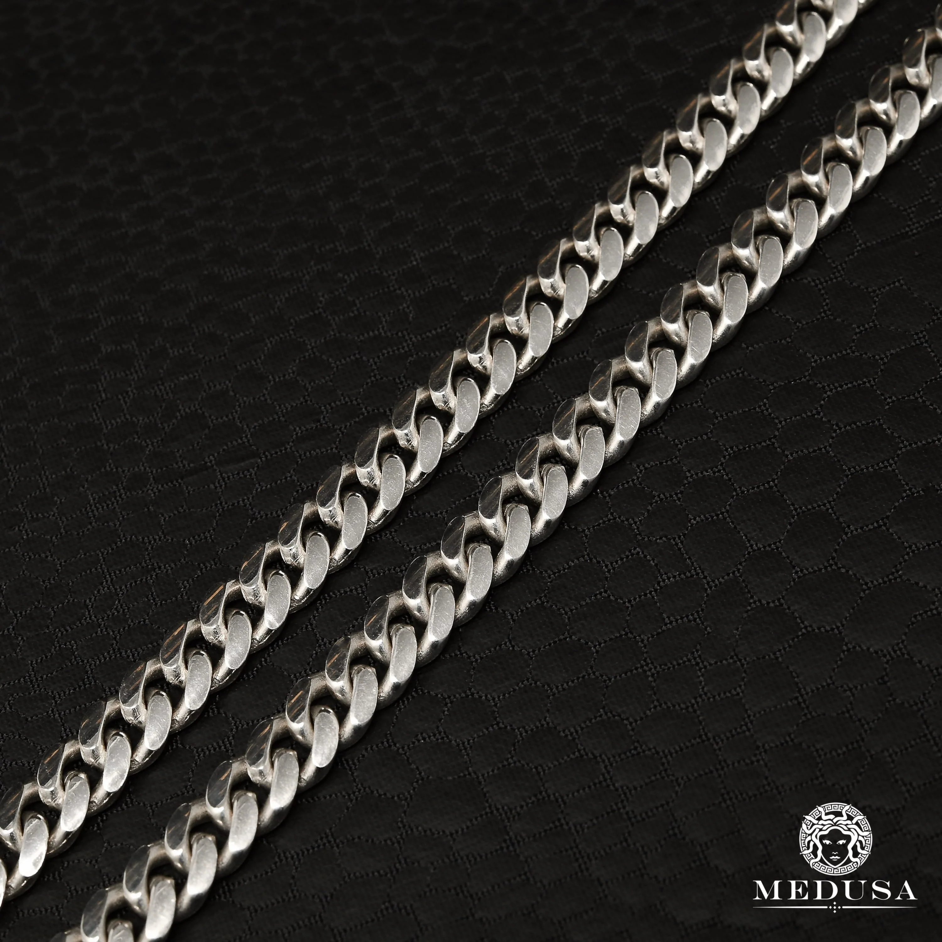 6mm Cuban Link Solid White Gold - Image 2