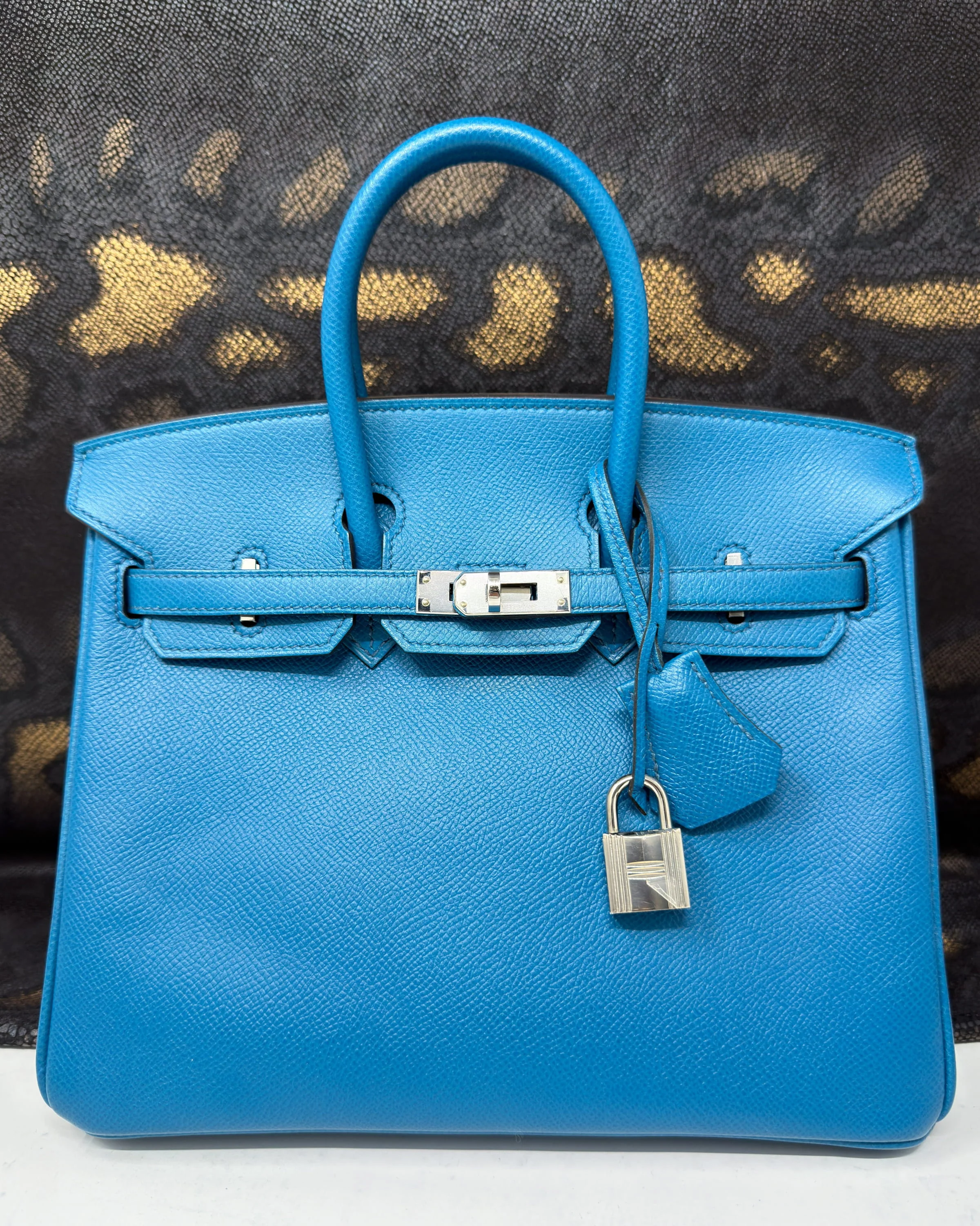 Birkin 25 Epsom Blue Izmir Palladium Hardware