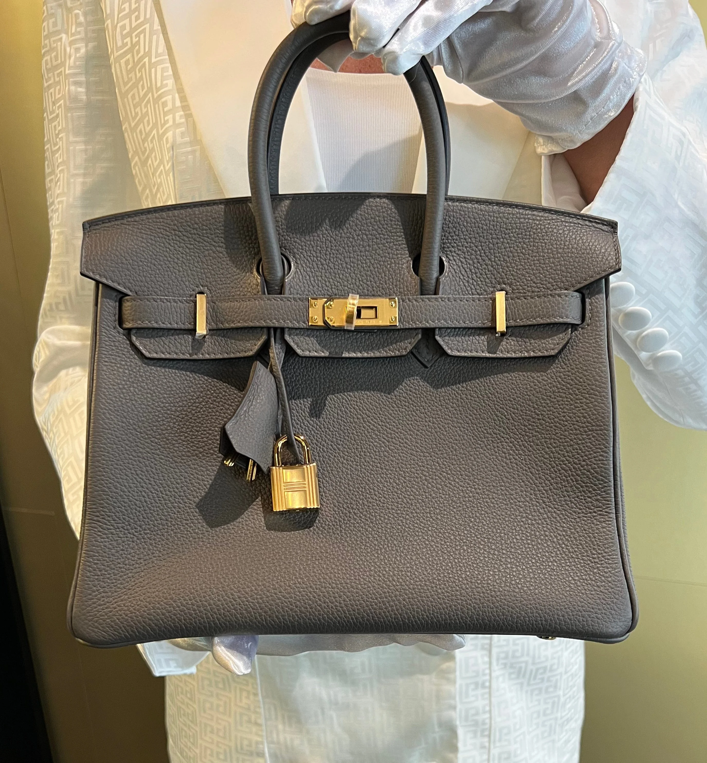 Birkin 25 Togo Gray Pewter Gold Hardware - Image 5