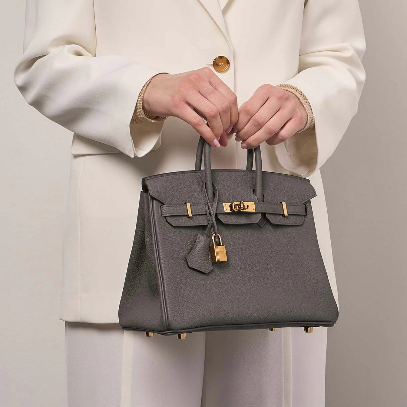 Birkin 25 Togo Gray Pewter Gold Hardware - Image 6