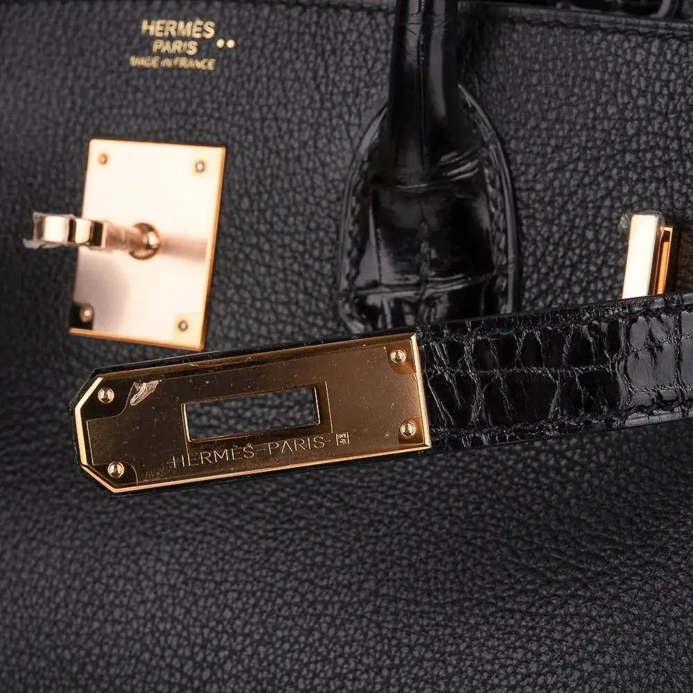 Birkin 30 Crocodile Black Rose Gold Hardware - BRAND NEW - Image 6