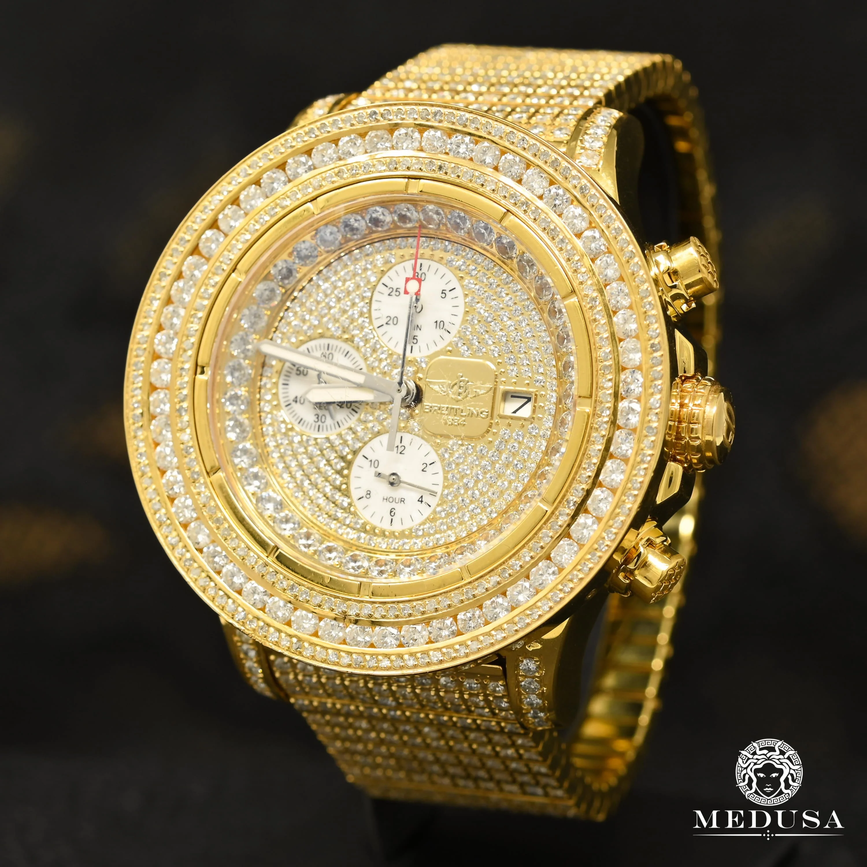 Breitling Super Avenger - Gold Iced Out