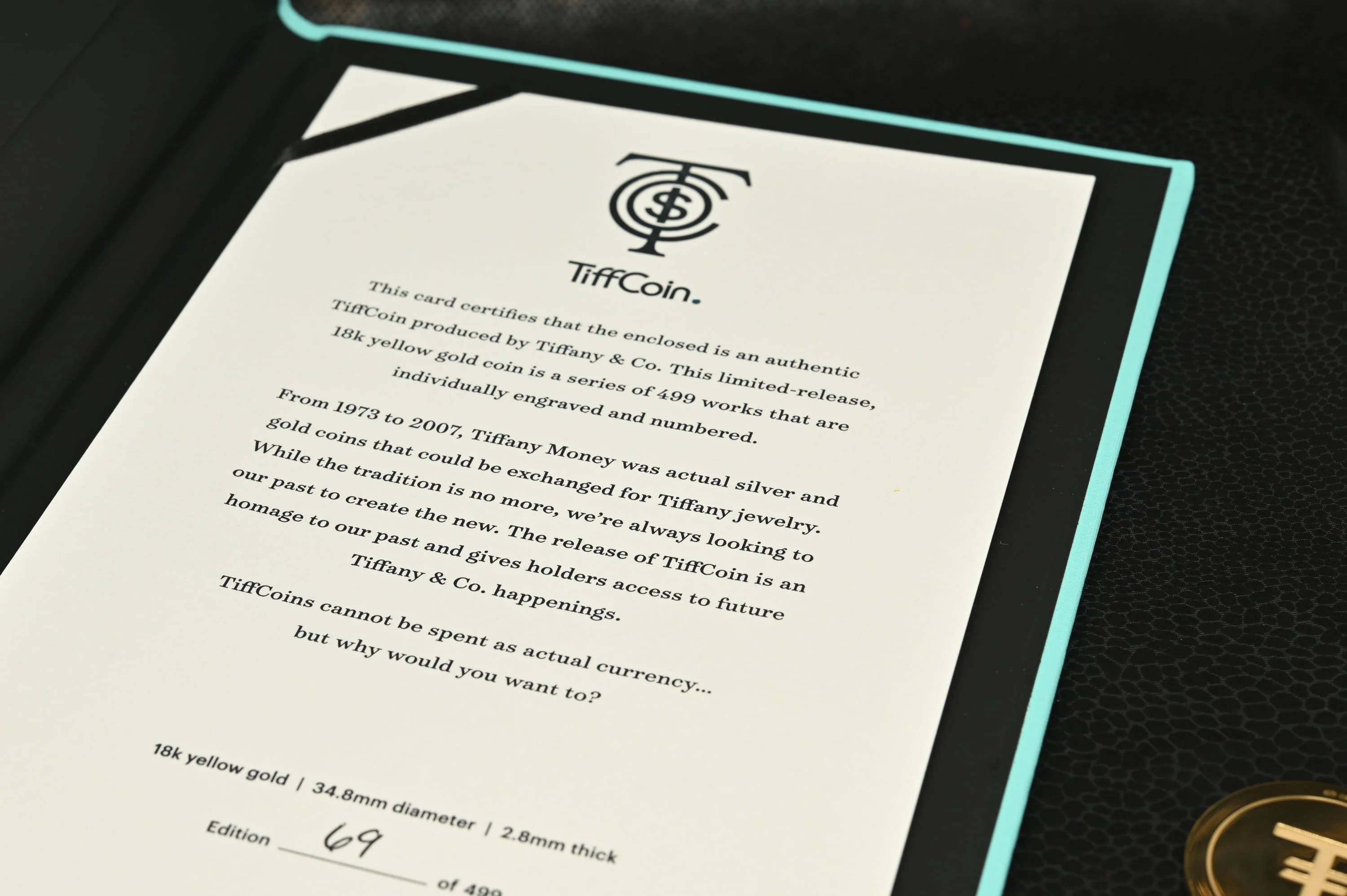Une TiffCoin | Édition 69 sur 499 | Tiffany & Co. - Image 5