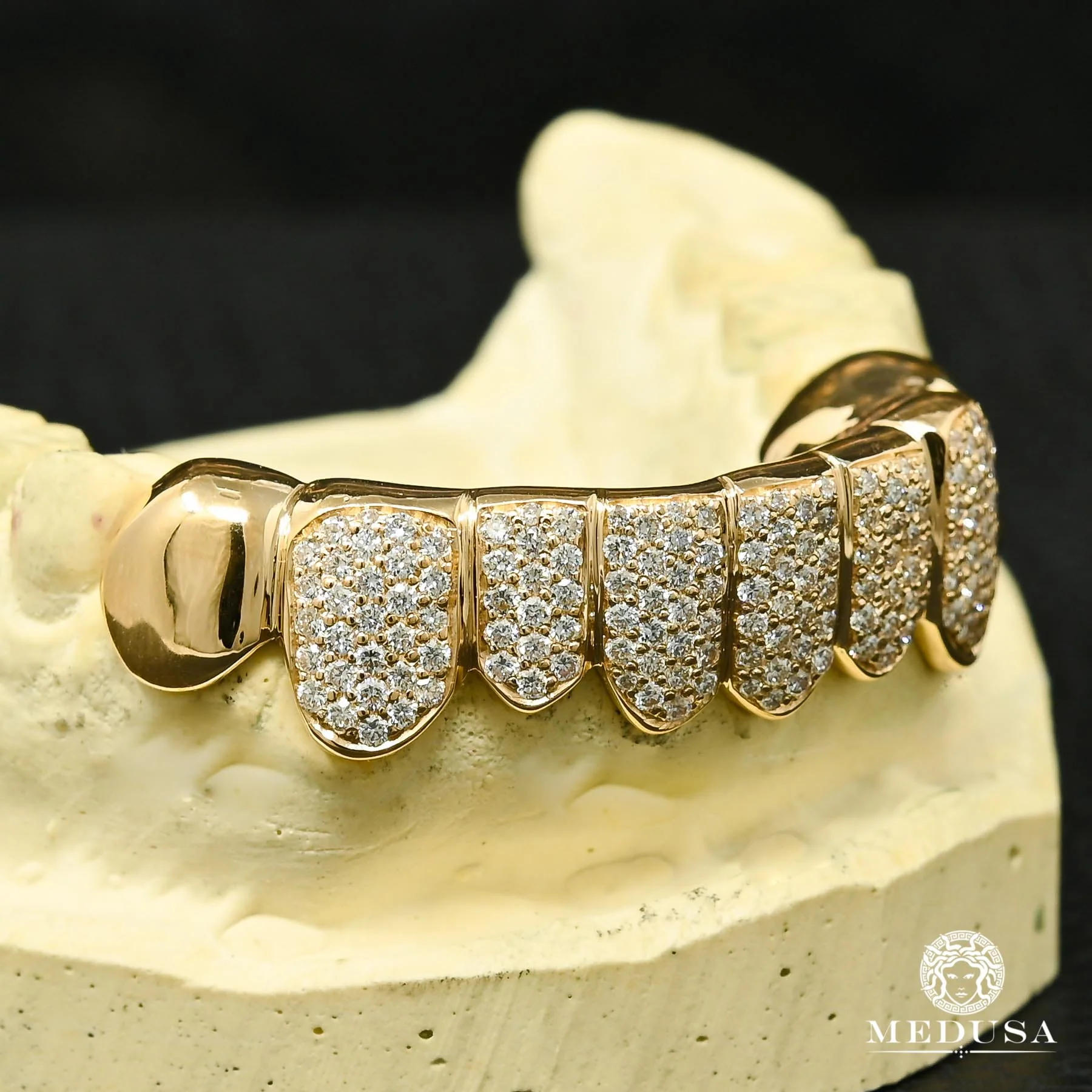 Grillz 8 Teeth Diamond PermaCut - Yellow