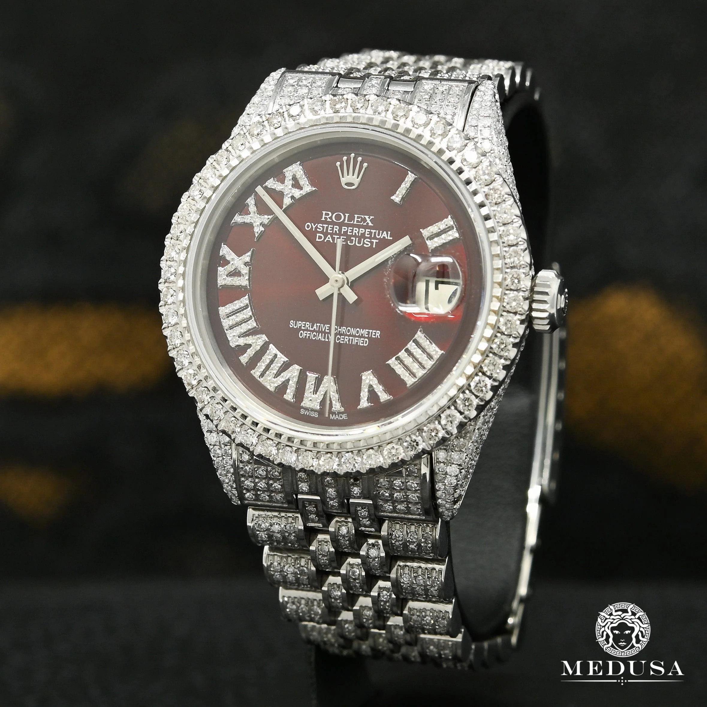 Rolex Datejust 36mm - Red Wine Iced Out 