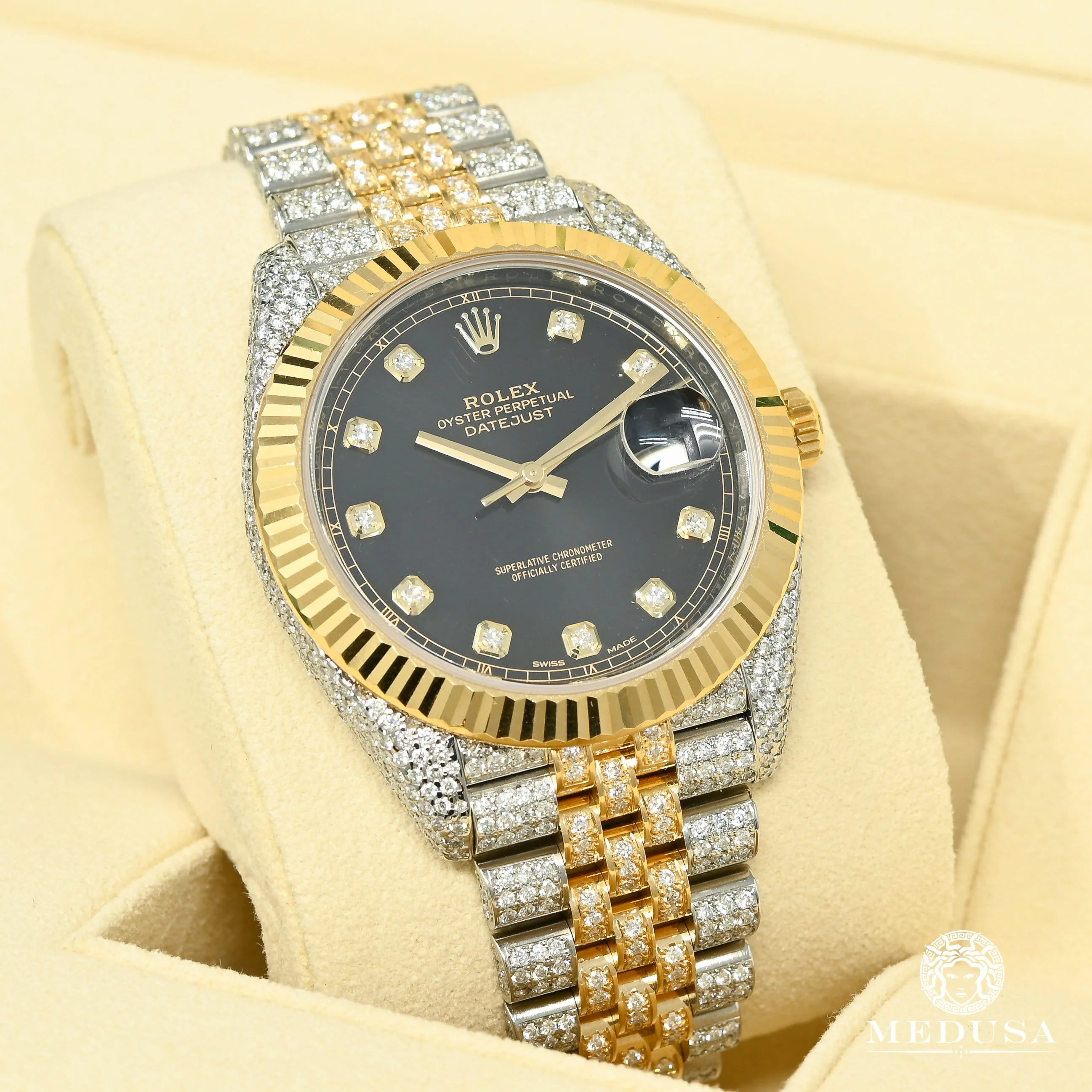 Rolex Datejust 41mm - Black Jubilee Fluted Iced - Image 2