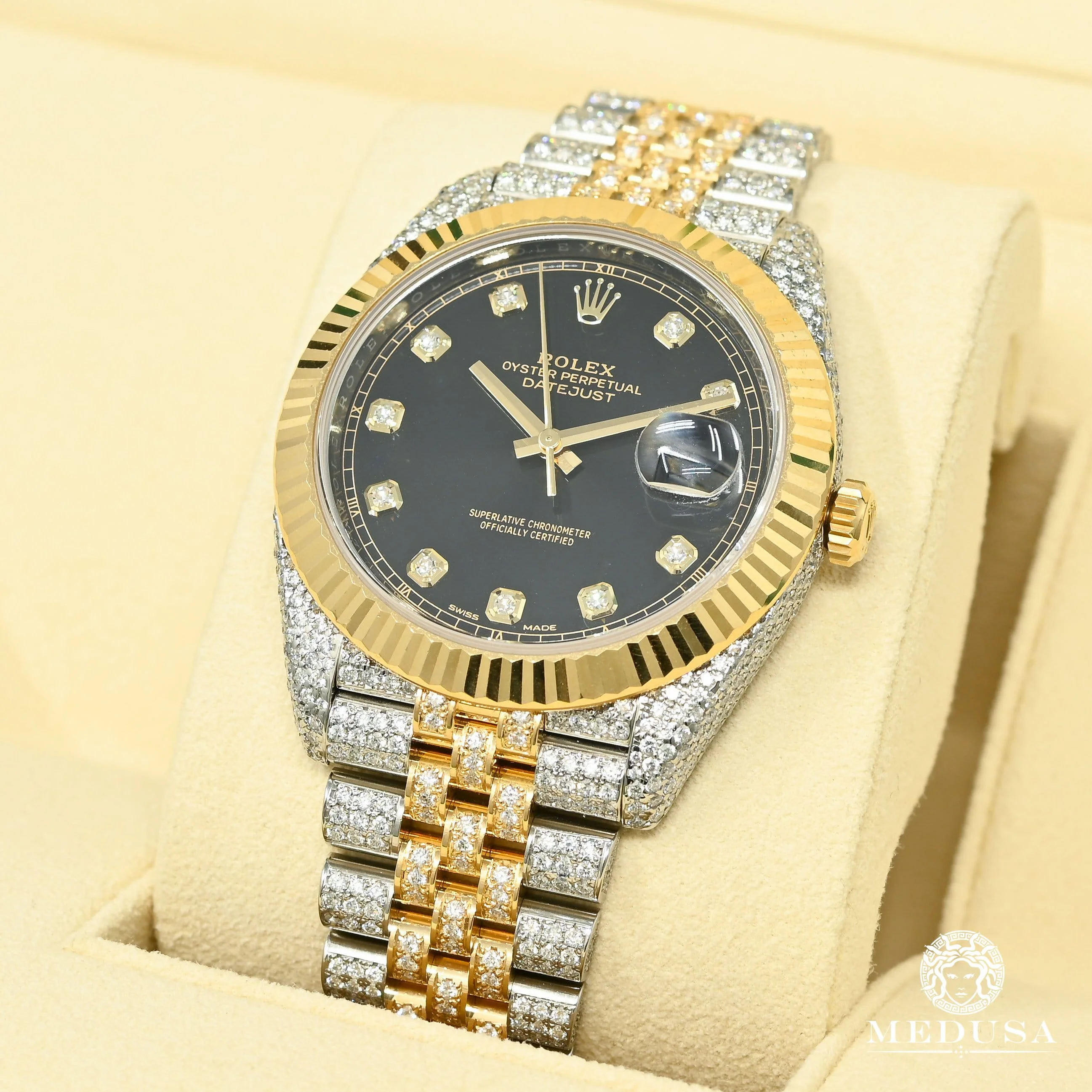 Rolex Datejust 41mm - Black Jubilee Fluted Iced - Image 3
