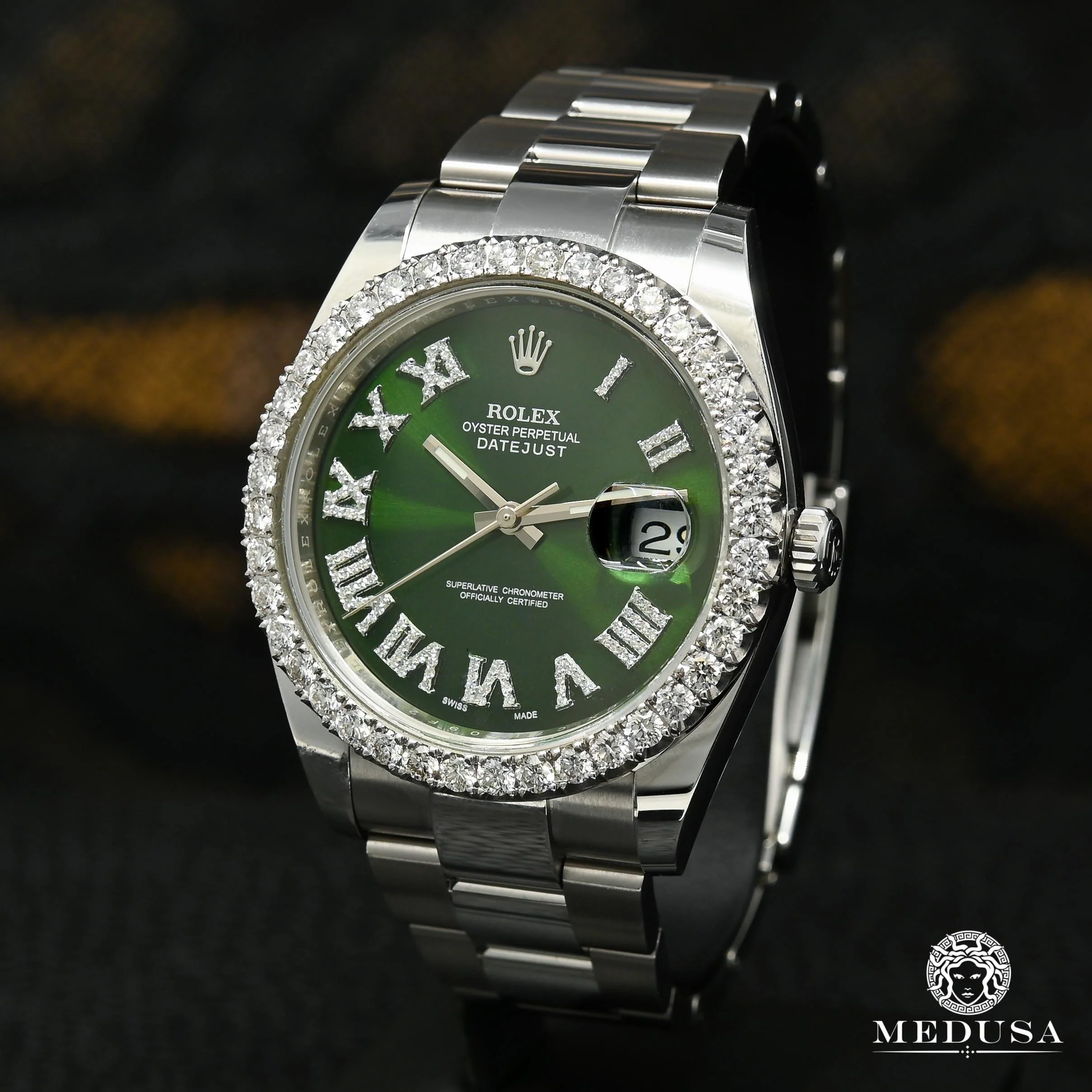 Rolex Datejust 41mm - Green Roman Iced