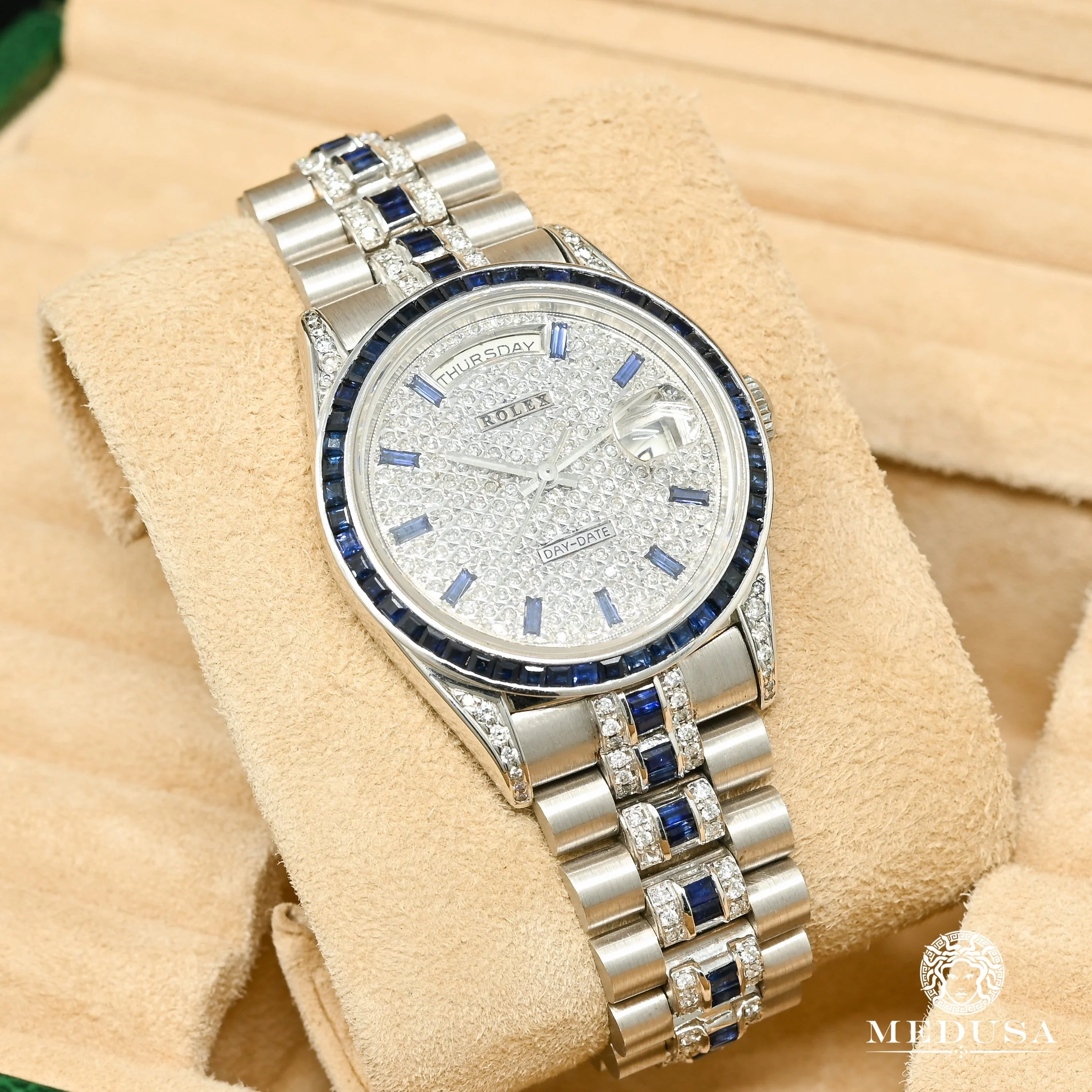 Rolex President Day-Date 36mm - White Gold & Sapphire - Image 2