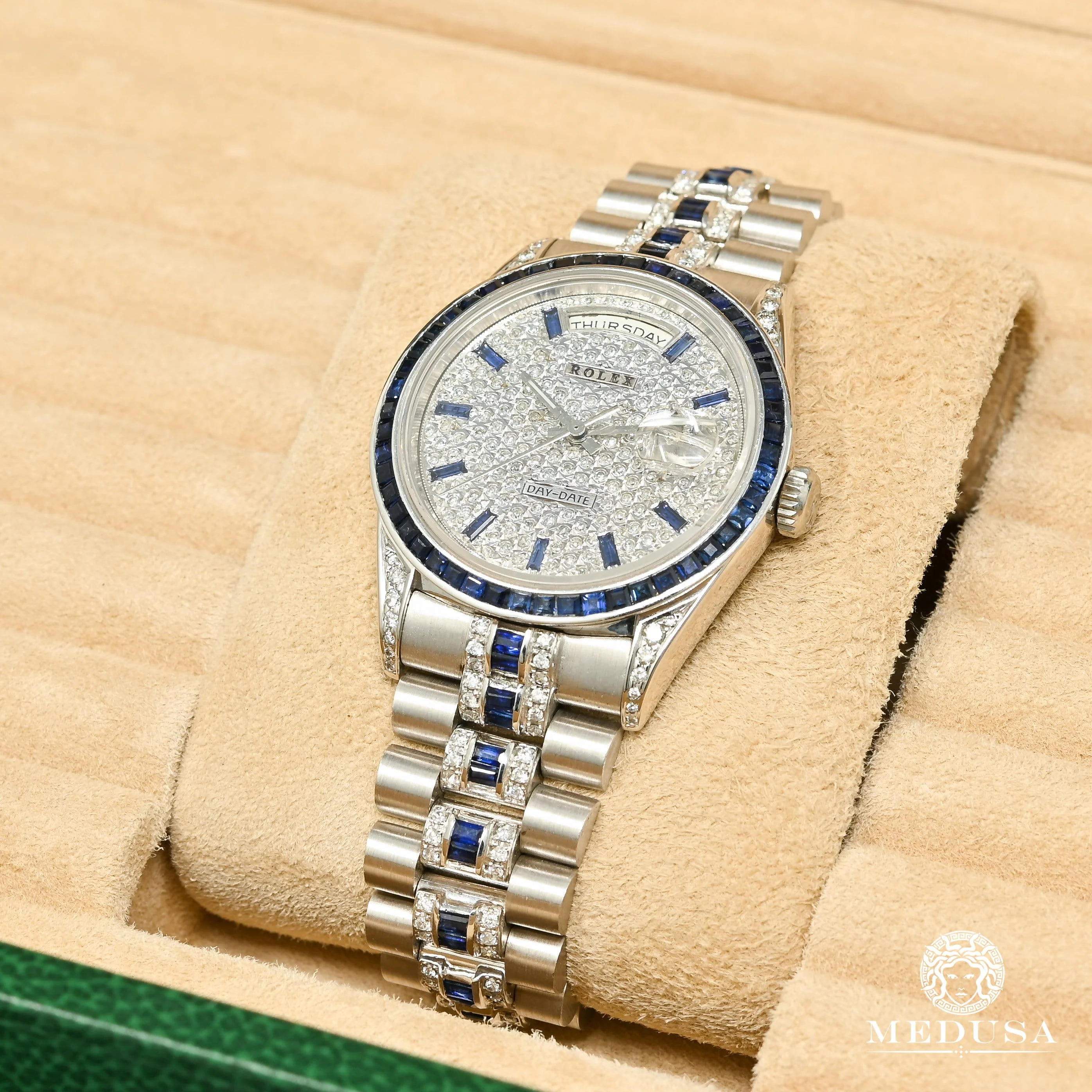 Rolex President Day-Date 36mm - White Gold & Sapphire - Image 3