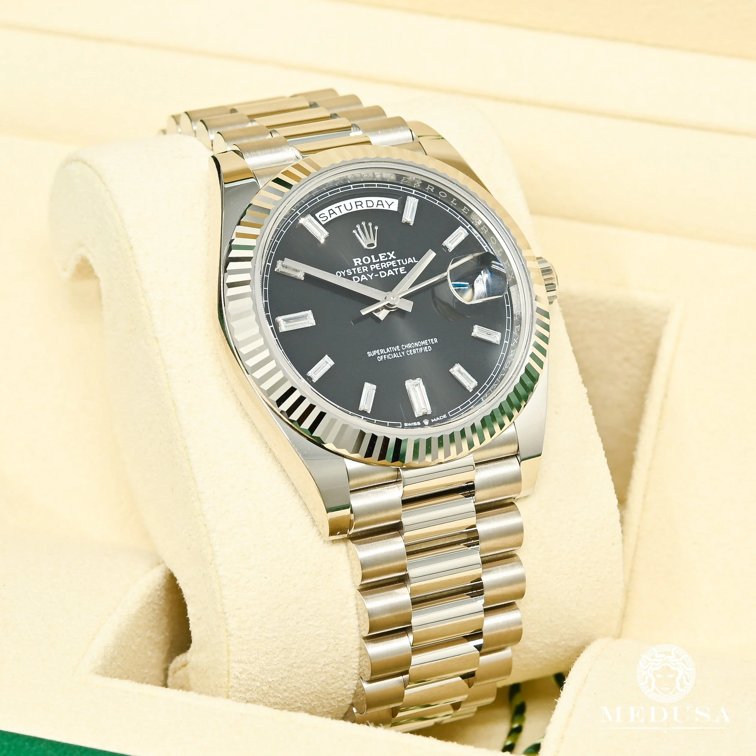 Rolex President Day-Date 40mm - Black Baguette White Gold - Image 2